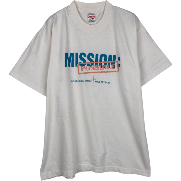 Vintage 90'S Q-TEES printed T-shirt, Made in USA, Men's Size L cotton white type Vintage Second Hand