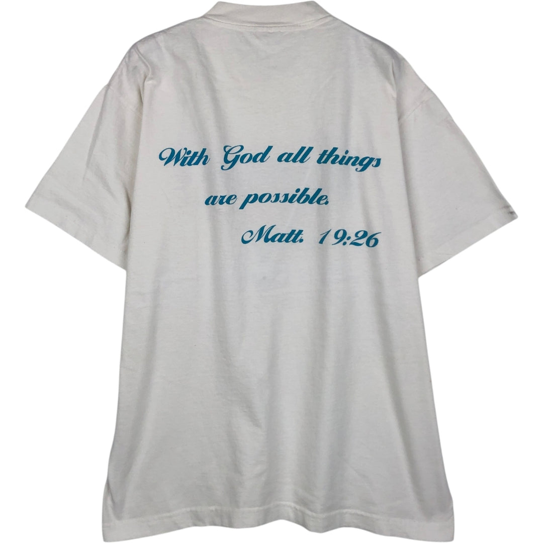 Vintage 90'S Q-TEES printed T-shirt, Made in USA, Men's Size L cotton white type Vintage Second Hand