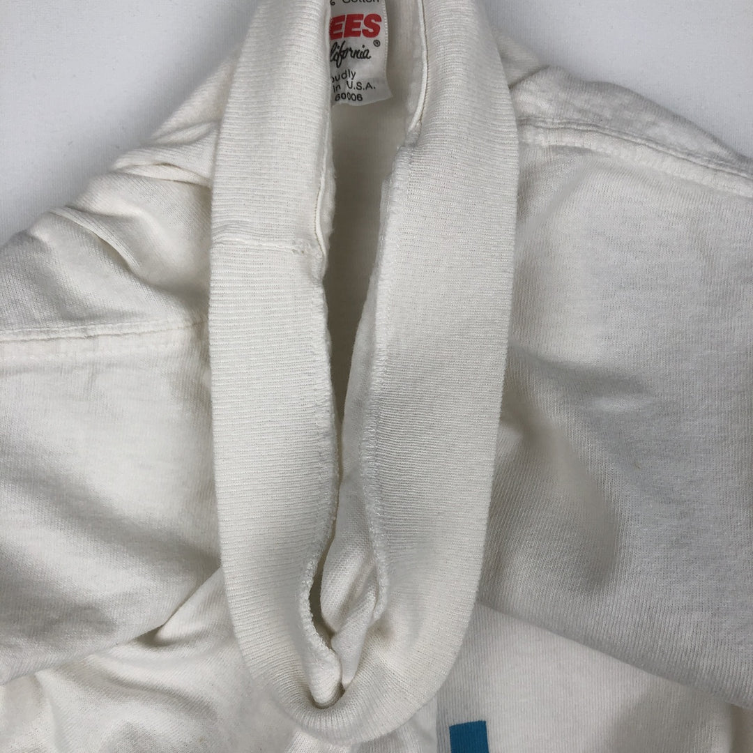 Vintage 90'S Q-TEES printed T-shirt, Made in USA, Men's Size L cotton white type Vintage Second Hand