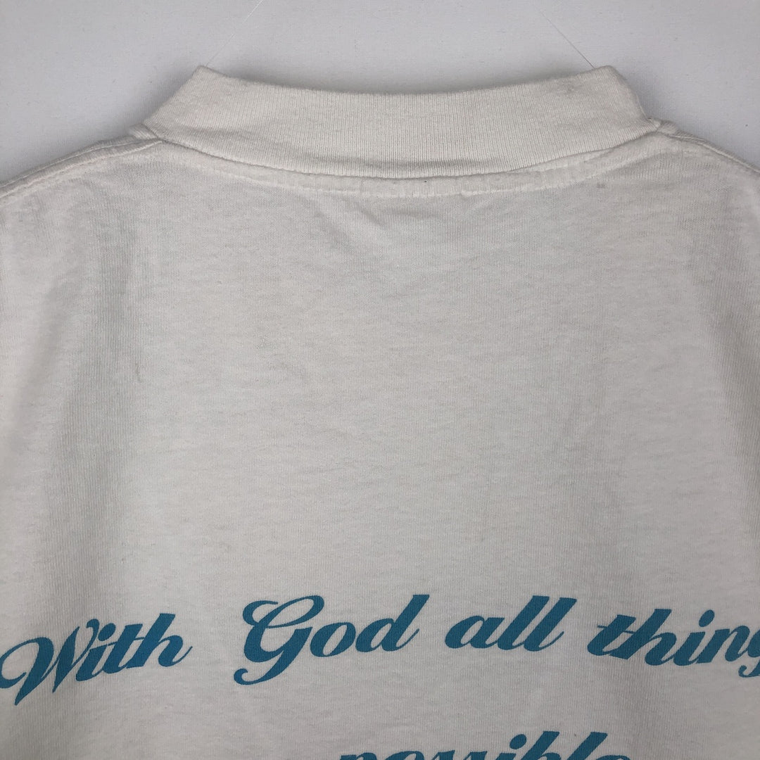 Vintage 90'S Q-TEES printed T-shirt, Made in USA, Men's Size L cotton white type Vintage Second Hand