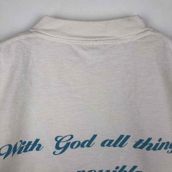 Vintage 90'S Q-TEES printed T-shirt, Made in USA, Men's Size L cotton white type Vintage Second Hand