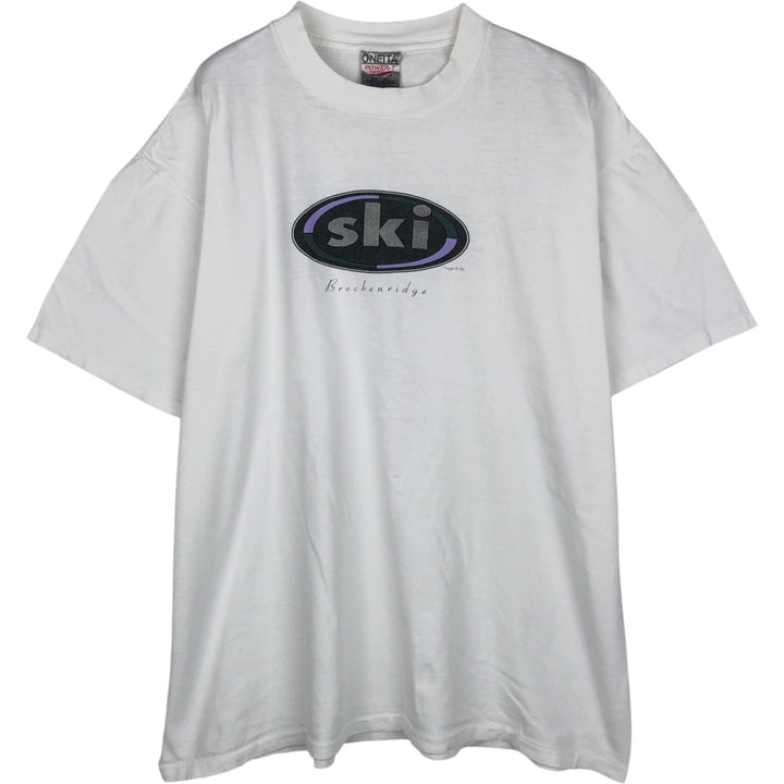 90'S ONEITA Printed T-shirt Made in USA Men's XL Vintage cotton white type Vintage Second Hand