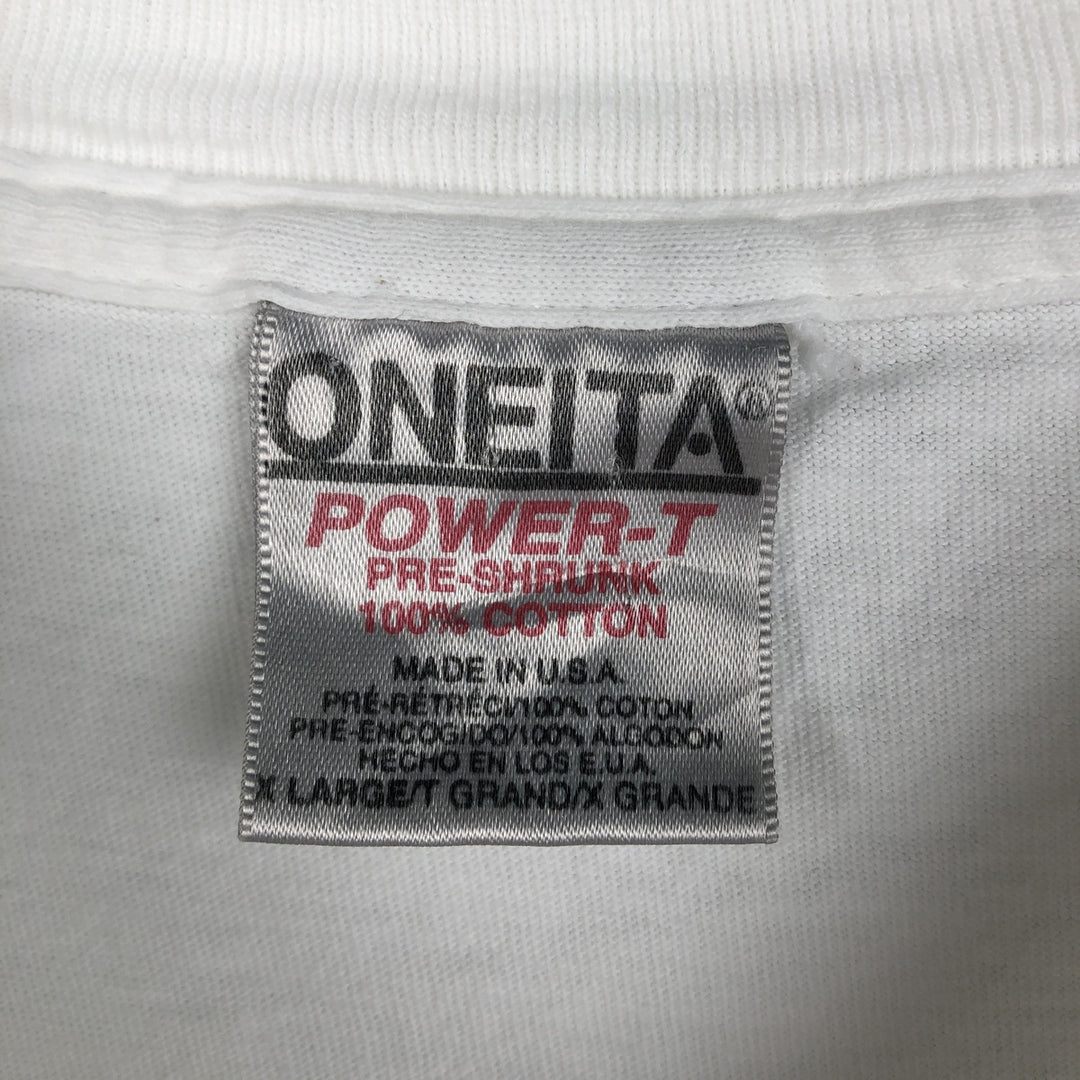 90'S ONEITA Printed T-shirt Made in USA Men's XL Vintage cotton white type Vintage Second Hand