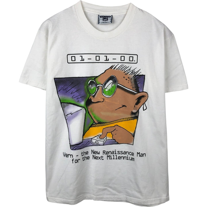 90'S Lee printed T-shirt, made in USA, men's size L, vintage cotton white type Vintage Second Hand