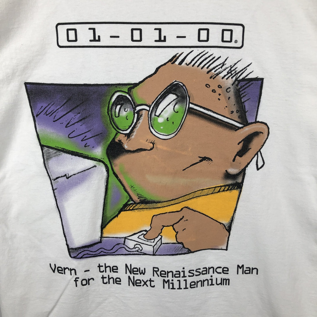 90'S Lee printed T-shirt, made in USA, men's size L, vintage cotton white type Vintage Second Hand