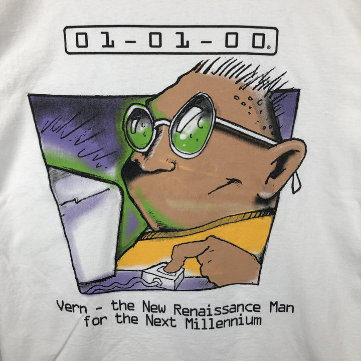 90'S Lee printed T-shirt, made in USA, men's size L, vintage cotton white type Vintage Second Hand