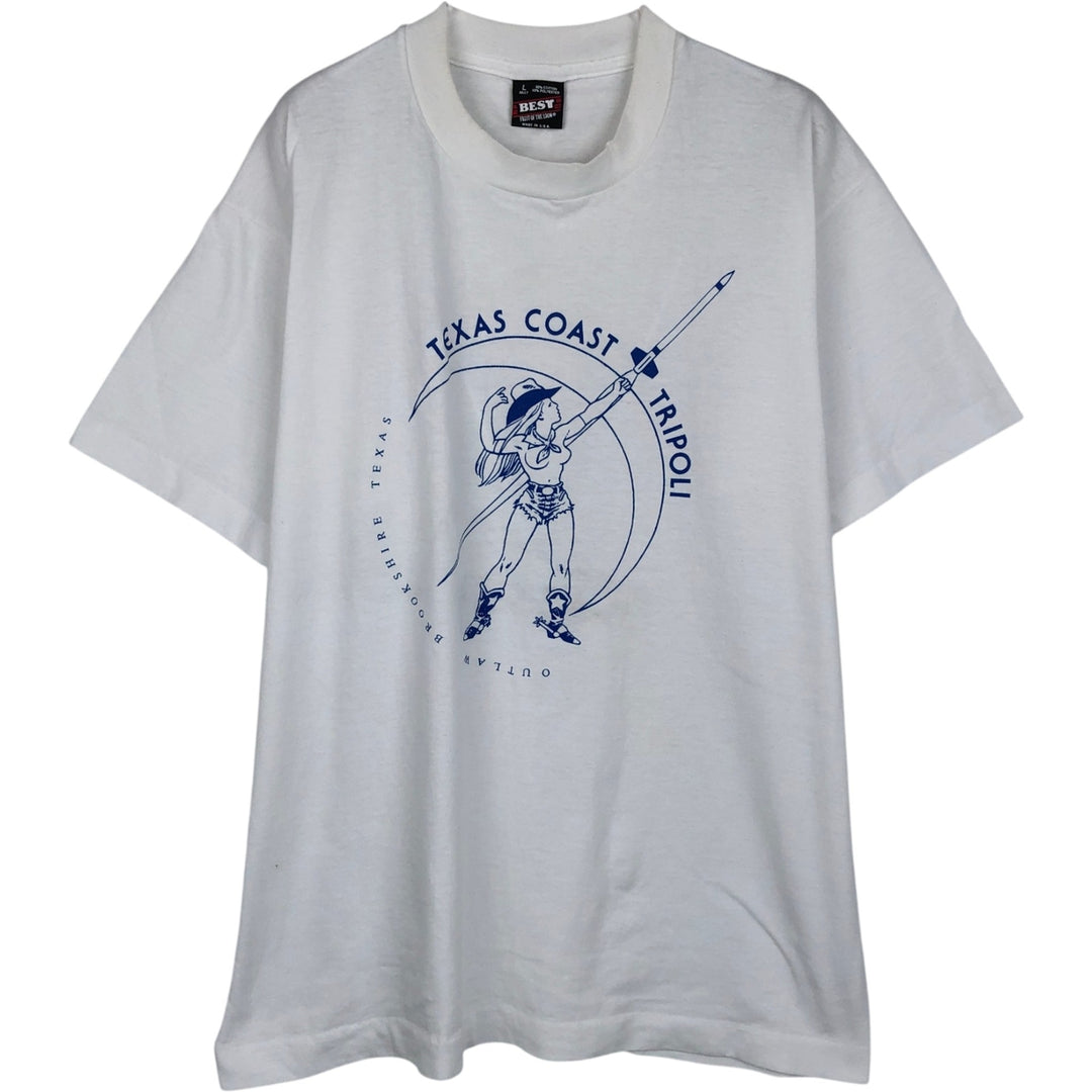 90'S Fruit of the Loom printed T-shirt, made in the USA, men's size L, vintage cotton white type Vintage Second Hand