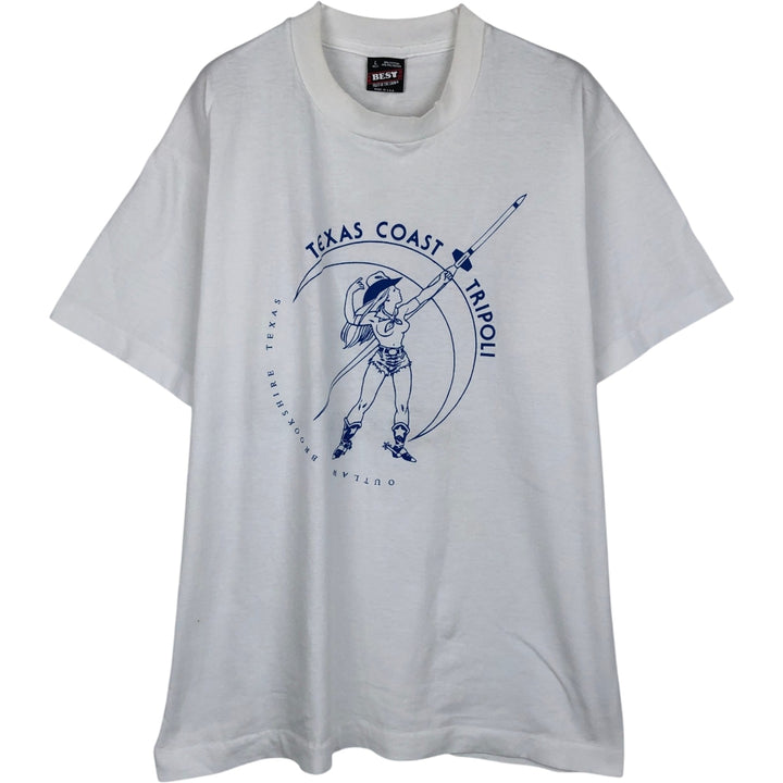 90'S Fruit of the Loom printed T-shirt, made in the USA, men's size L, vintage cotton white type Vintage Second Hand