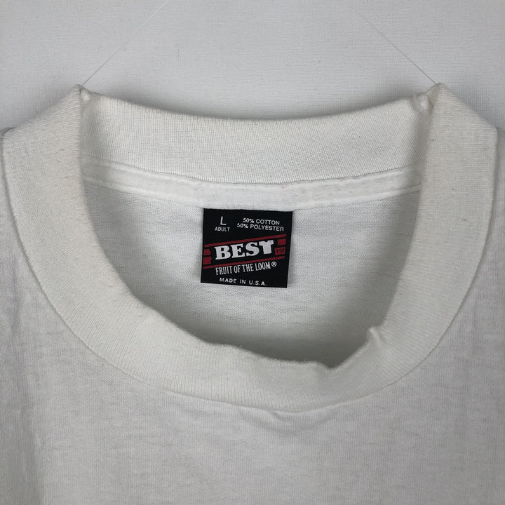 90'S Fruit of the Loom printed T-shirt, made in the USA, men's size L, vintage cotton white type Vintage Second Hand