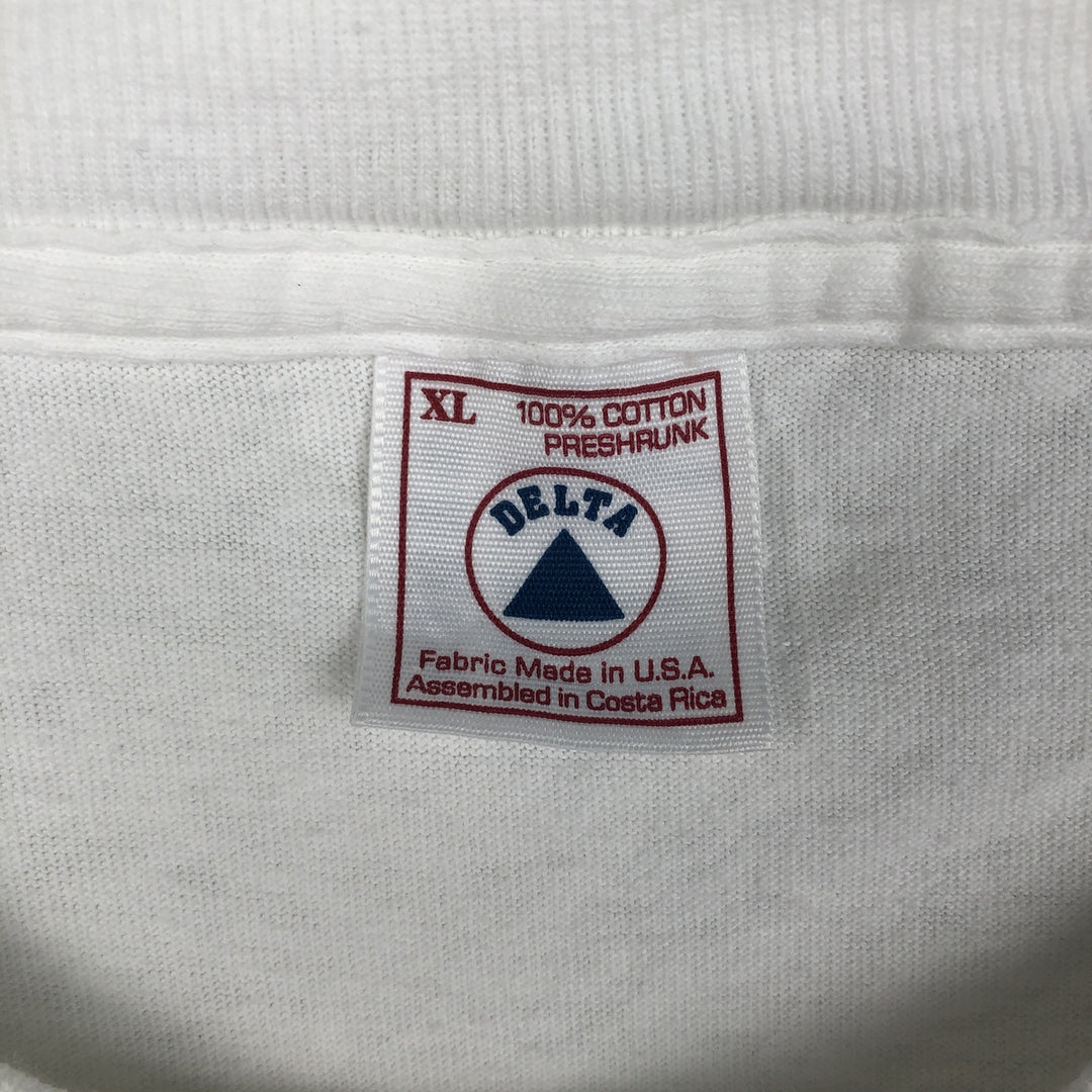 00'S Delta DELTA Printed T-shirt Men's XL size cotton white type Vintage Second Hand