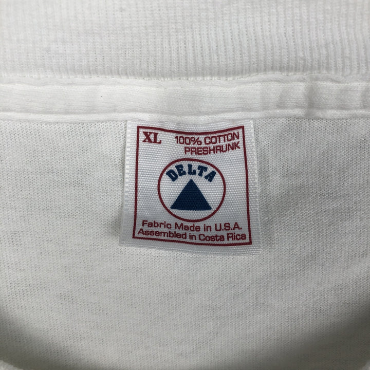 00'S Delta DELTA Printed T-shirt Men's XL size cotton white type Vintage Second Hand