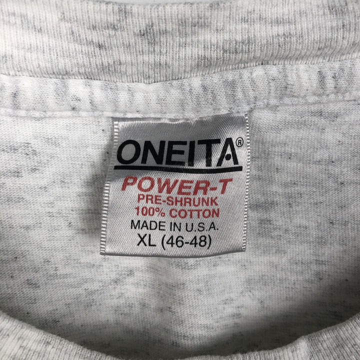 90'S ONEITA Printed T-shirt Made in USA Men's XL Vintage cotton gray type Vintage Second Hand