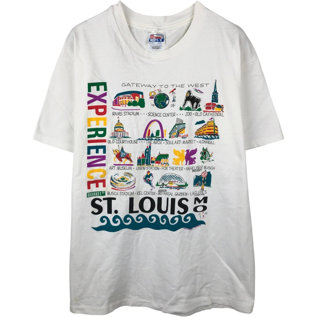 90'S Hanes souvenir T-shirt, men's size L equivalent, vintage. cotton white type Vintage Second Hand