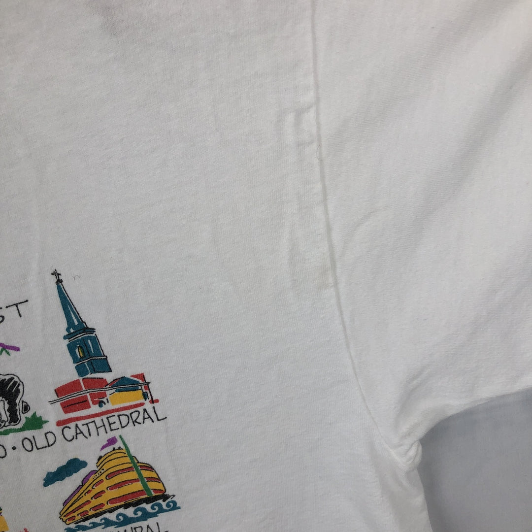 90'S Hanes souvenir T-shirt, men's size L equivalent, vintage. cotton white type Vintage Second Hand