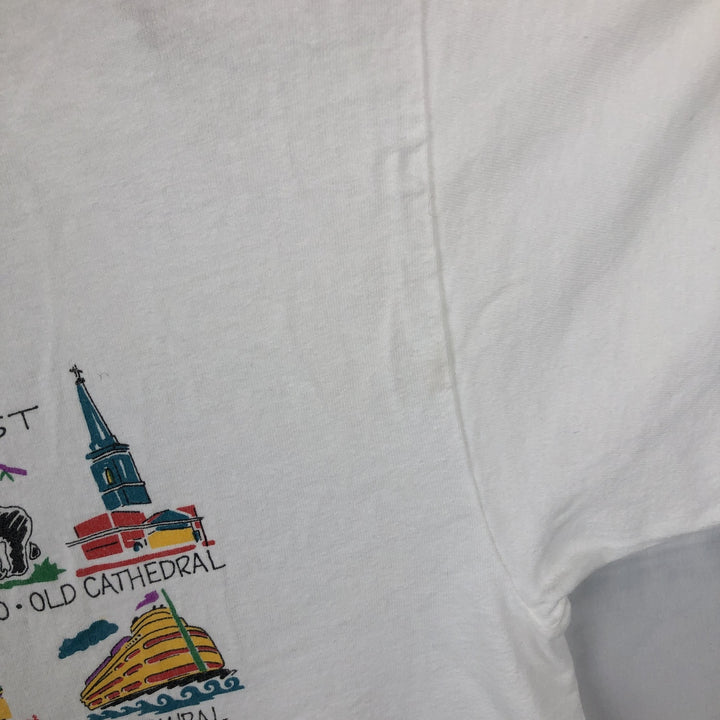 90'S Hanes souvenir T-shirt, men's size L equivalent, vintage. cotton white type Vintage Second Hand