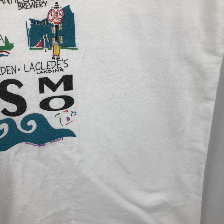 90'S Hanes souvenir T-shirt, men's size L equivalent, vintage. cotton white type Vintage Second Hand