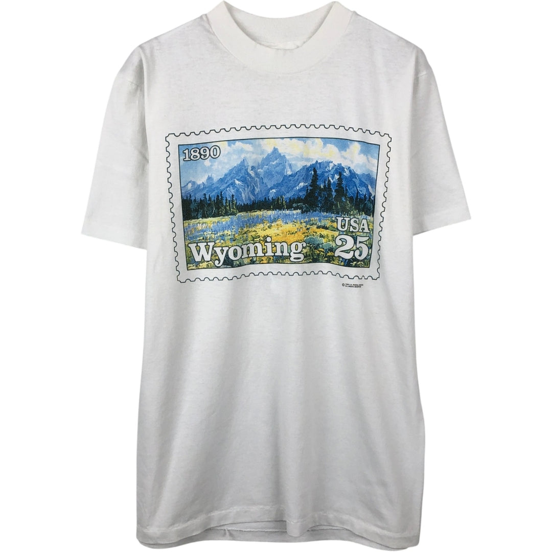 80'S printed T-shirt, men's size S equivalent, vintage. unclear white type Vintage Second Hand