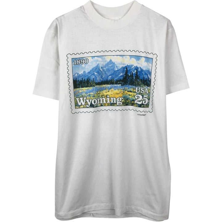 80'S printed T-shirt, men's size S equivalent, vintage. unclear white type Vintage Second Hand