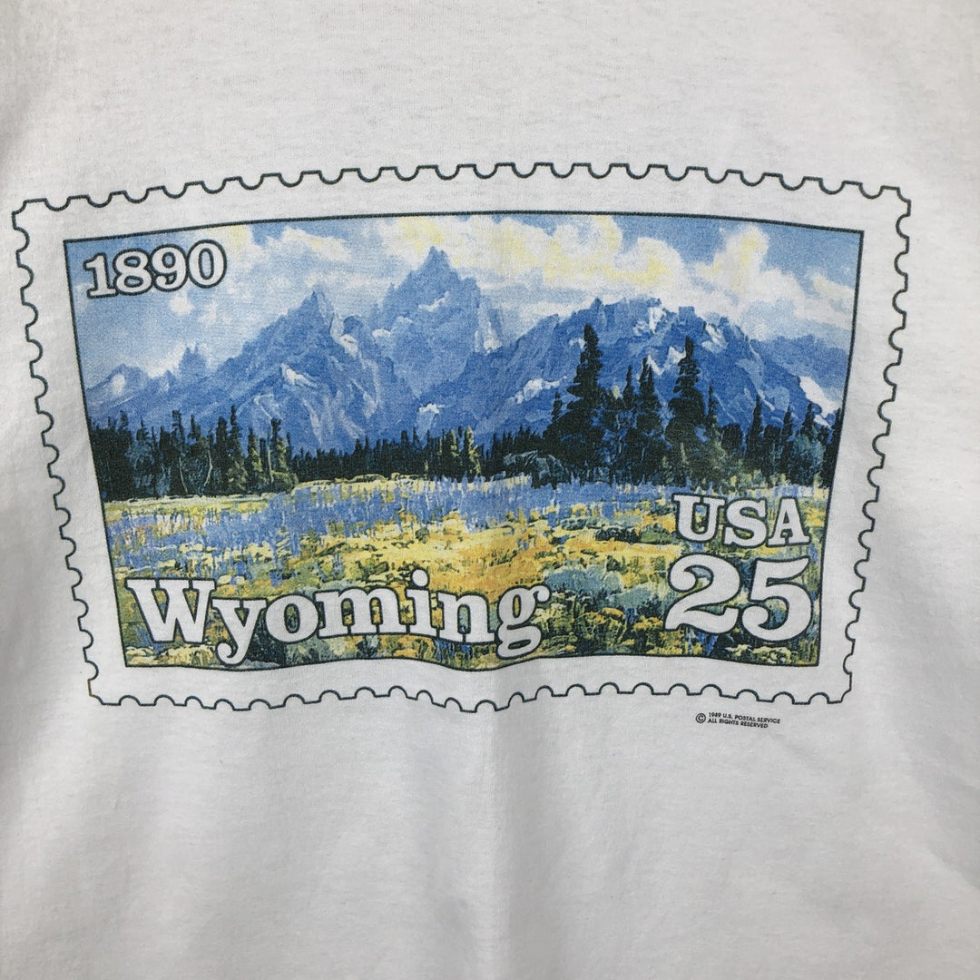 80'S printed T-shirt, men's size S equivalent, vintage. unclear white type Vintage Second Hand