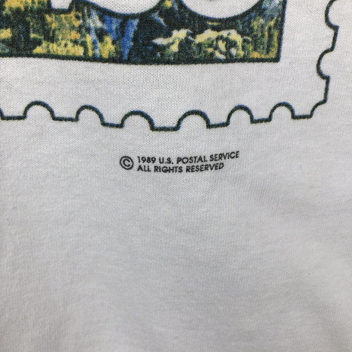 80'S printed T-shirt, men's size S equivalent, vintage. unclear white type Vintage Second Hand