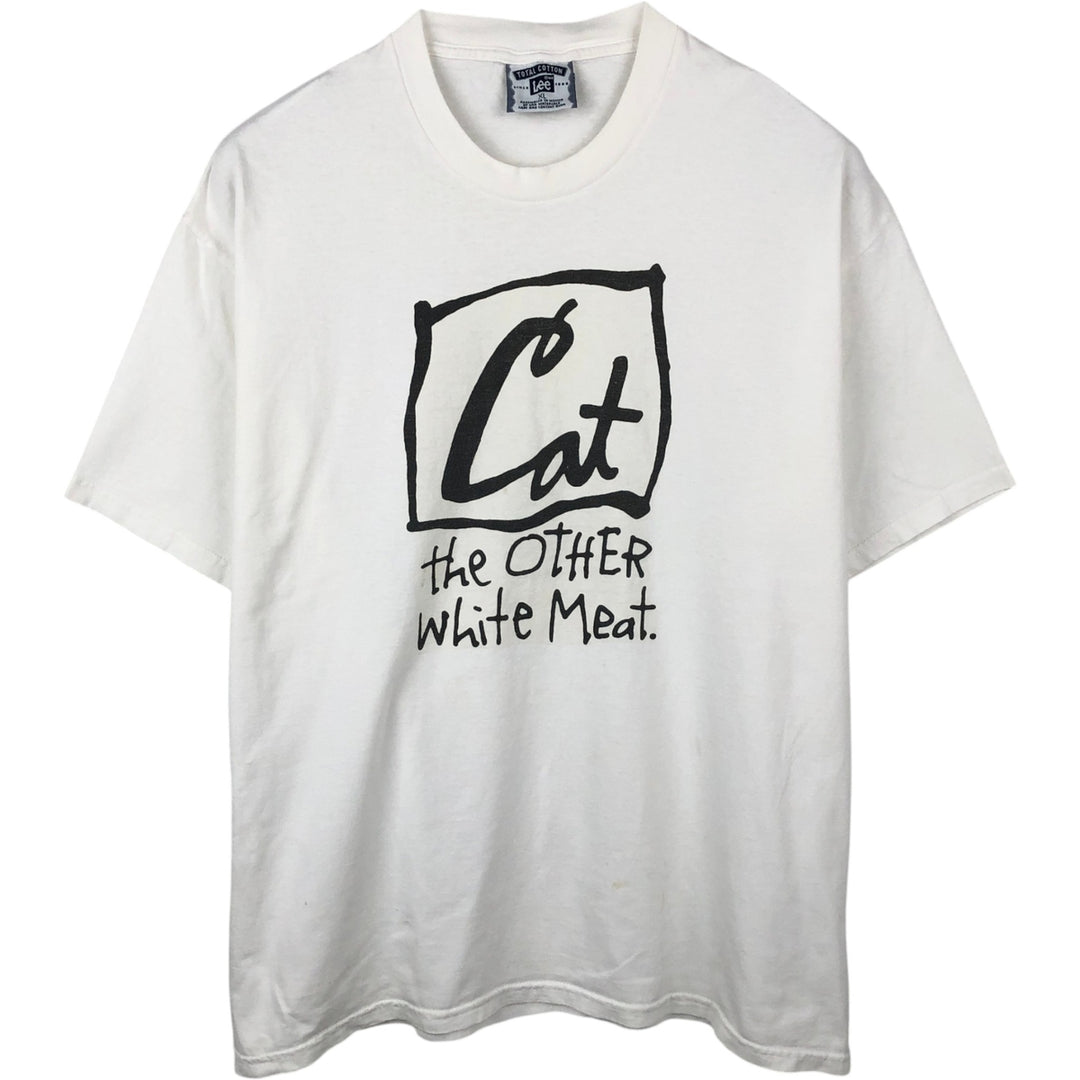 90'S Lee Print T-Shirt, Men's Size XL (Equivalent), Vintage cotton white type Vintage Second Hand