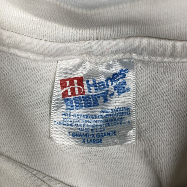 90'S Hanes BEEFY-T Printed T-shirt Made in USA Men's XL Vintage cotton white type Vintage Second Hand