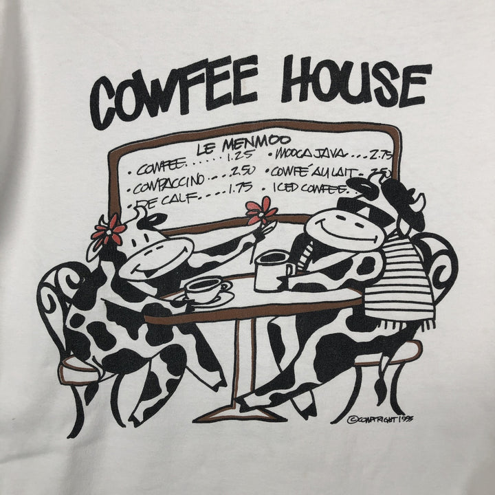 90'S Hanes BEEFY-T Printed T-shirt Made in USA Men's XL Vintage cotton white type Vintage Second Hand
