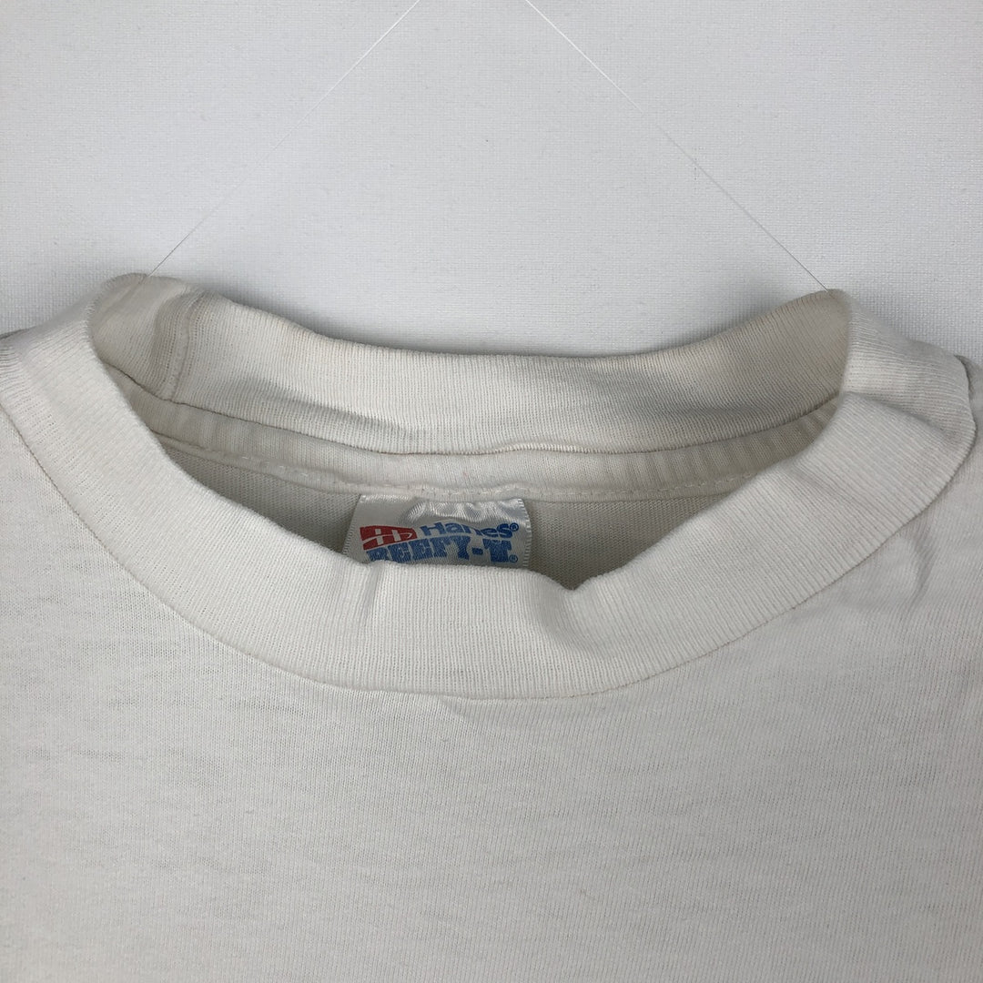 90'S Hanes BEEFY-T Printed T-shirt Made in USA Men's XL Vintage cotton white type Vintage Second Hand