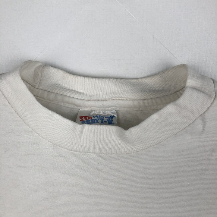 90'S Hanes BEEFY-T Printed T-shirt Made in USA Men's XL Vintage cotton white type Vintage Second Hand