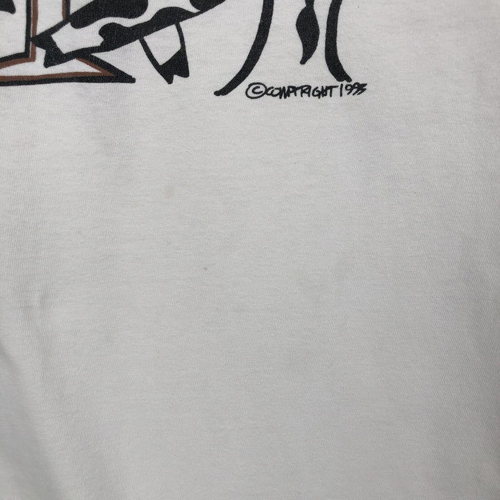 90'S Hanes BEEFY-T Printed T-shirt Made in USA Men's XL Vintage cotton white type Vintage Second Hand