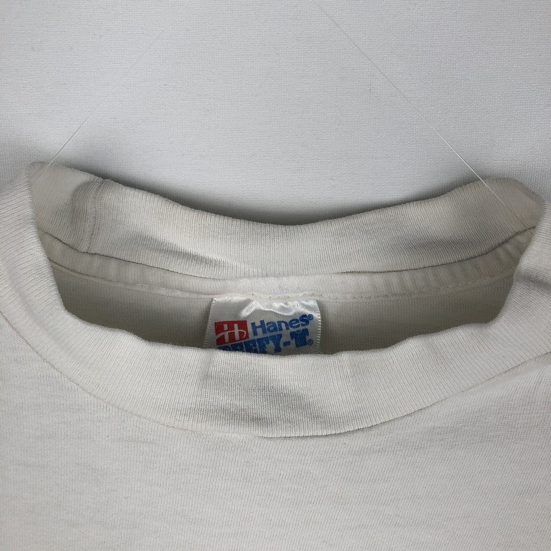 90'S Hanes BEEFY-T Printed T-shirt Made in USA Men's XL Vintage cotton white type Vintage Second Hand