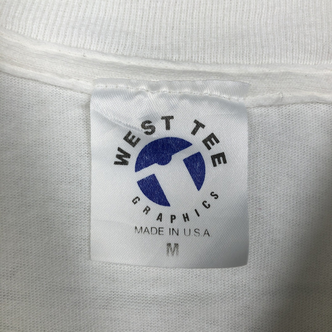 90'S WEST TEE Sumo San Jose Tournament Print T-Shirt, Made in USA, Men's Size M (Equivalent), Vintage unclear white type Vintage Second Hand