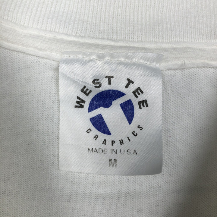 90'S WEST TEE Sumo San Jose Tournament Print T-Shirt, Made in USA, Men's Size M (Equivalent), Vintage unclear white type Vintage Second Hand