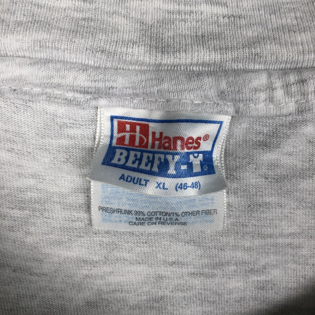 90'S Hanes BEEFY-T Printed T-shirt Made in USA Men's XL Vintage cotton gray type Vintage Second Hand