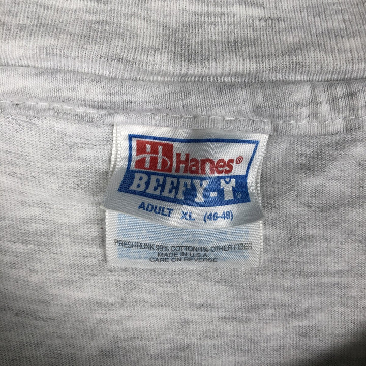 90'S Hanes BEEFY-T Printed T-shirt Made in USA Men's XL Vintage cotton gray type Vintage Second Hand