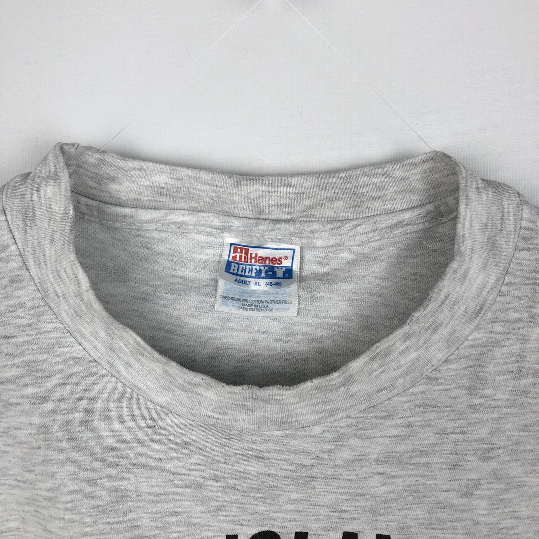90'S Hanes BEEFY-T Printed T-shirt Made in USA Men's XL Vintage cotton gray type Vintage Second Hand