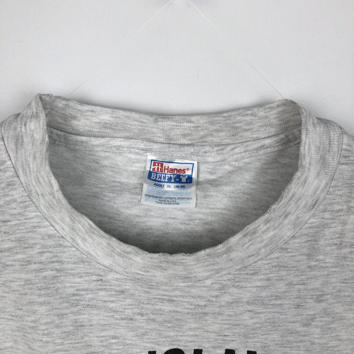 90'S Hanes BEEFY-T Printed T-shirt Made in USA Men's XL Vintage cotton gray type Vintage Second Hand