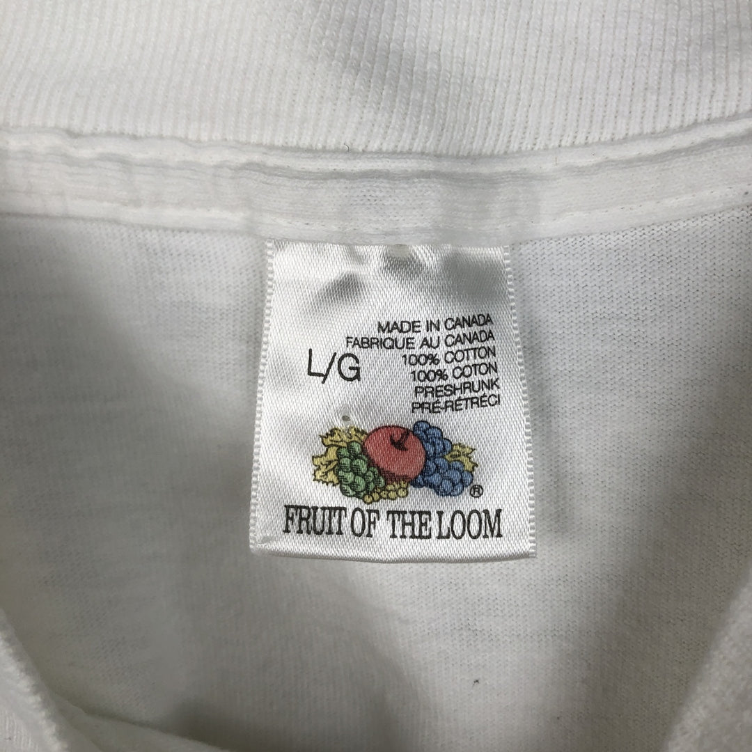 90'S Fruit of the Loom souvenir T-shirt, made in Canada, men's size L equivalent, vintage. cotton white type Vintage Second Hand