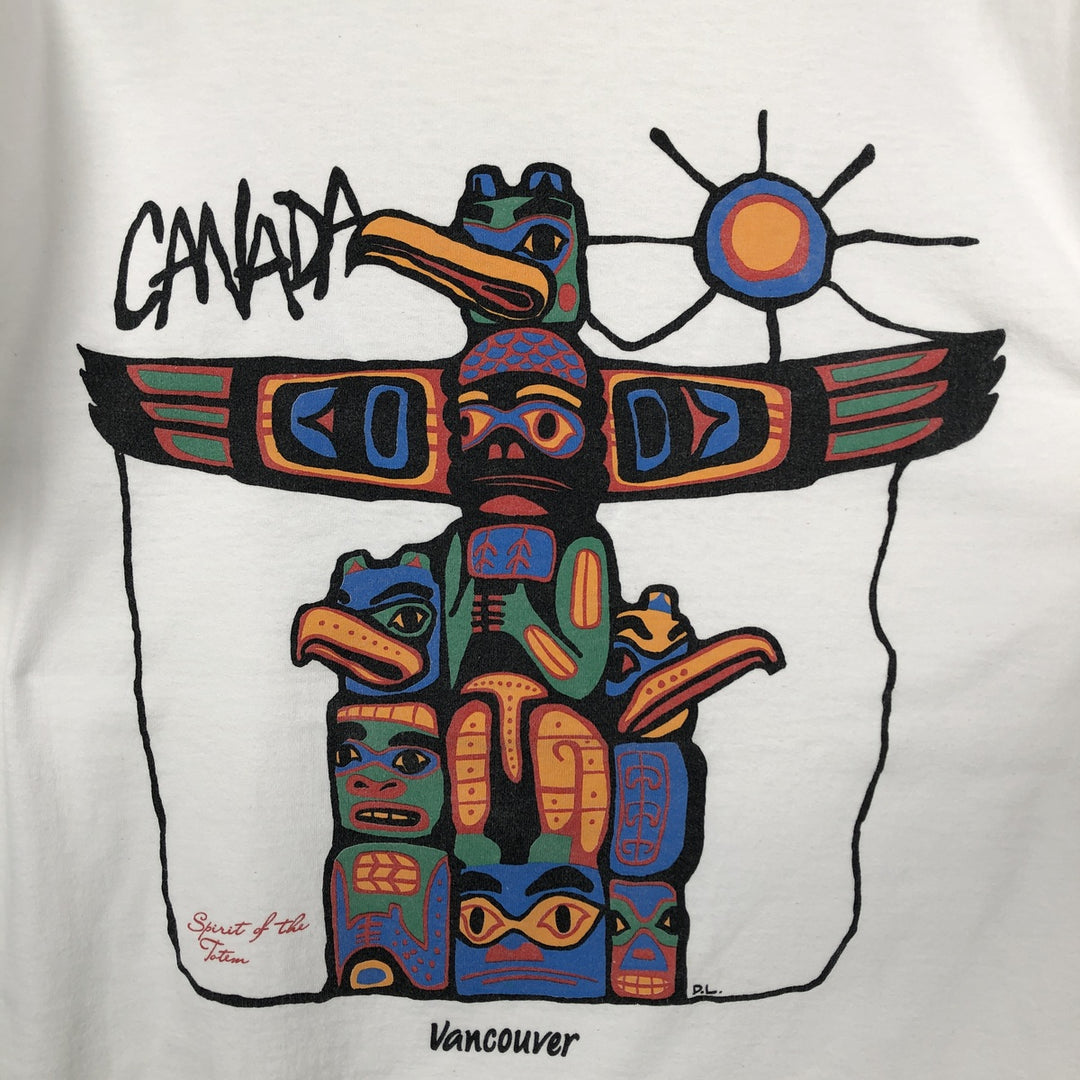 90'S Fruit of the Loom souvenir T-shirt, made in Canada, men's size L equivalent, vintage. cotton white type Vintage Second Hand