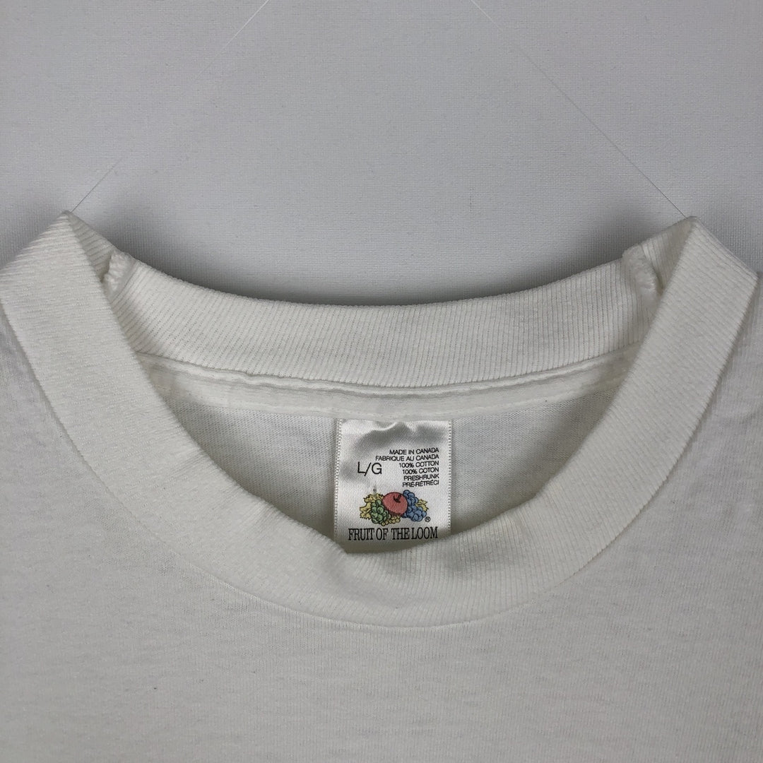 90'S Fruit of the Loom souvenir T-shirt, made in Canada, men's size L equivalent, vintage. cotton white type Vintage Second Hand
