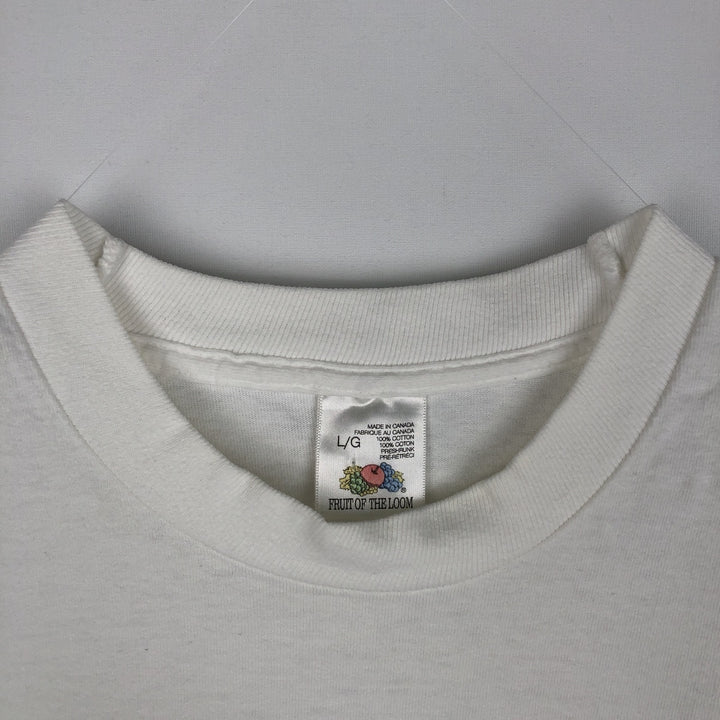 90'S Fruit of the Loom souvenir T-shirt, made in Canada, men's size L equivalent, vintage. cotton white type Vintage Second Hand