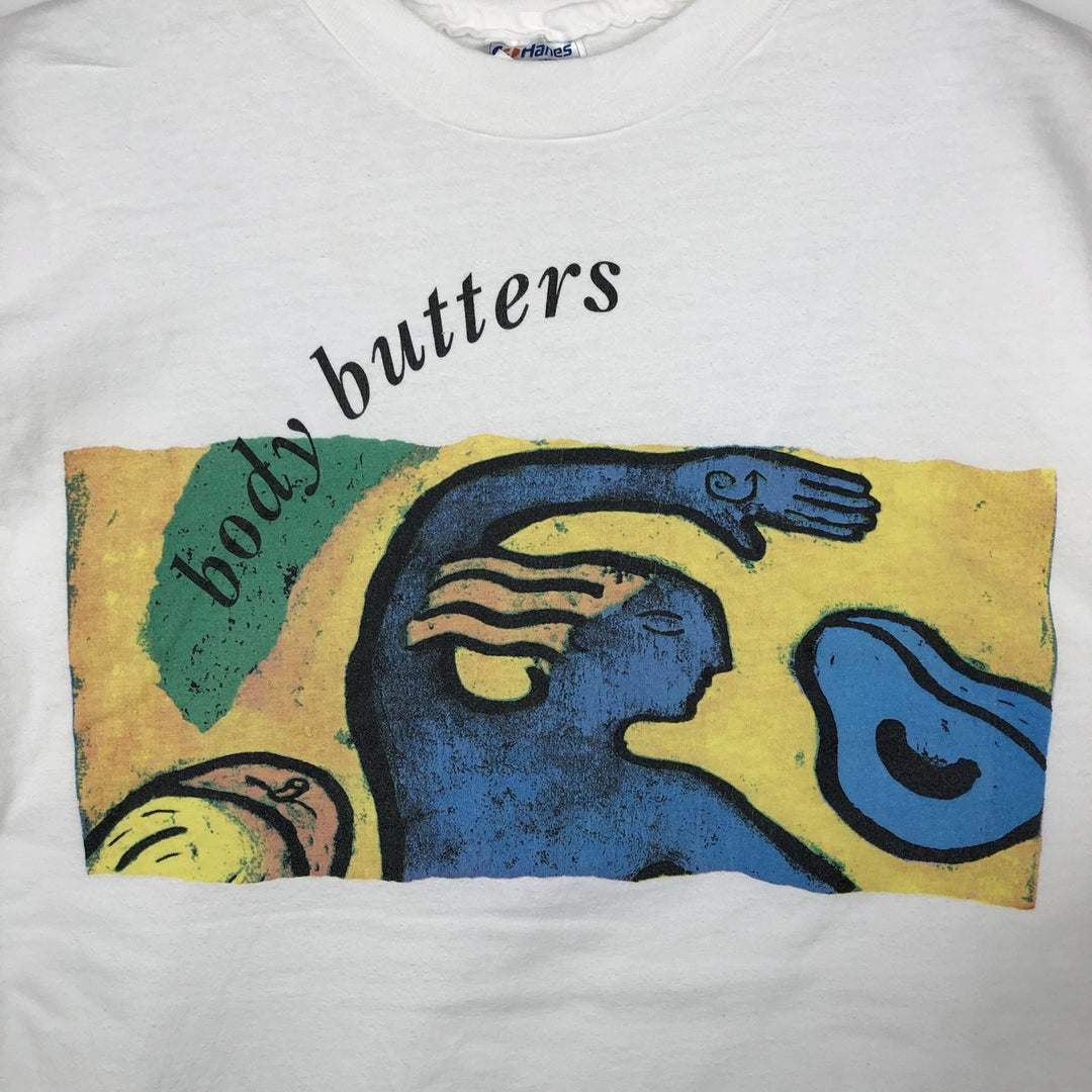 80'S Hanes THE BODY SHOP Advertising T-Shirt, Made in USA, Men's XL equivalent, Vintage cotton white type Vintage Second Hand