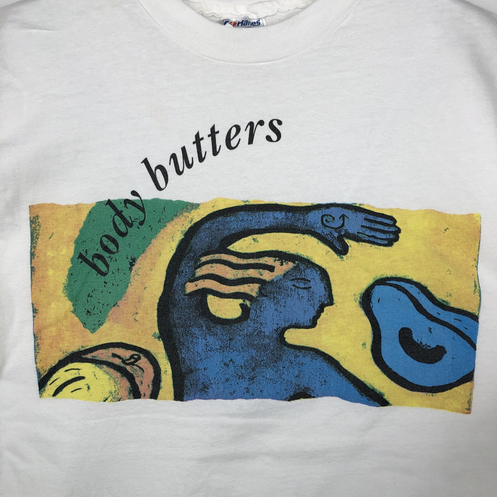 80'S Hanes THE BODY SHOP Advertising T-Shirt, Made in USA, Men's XL equivalent, Vintage cotton white type Vintage Second Hand