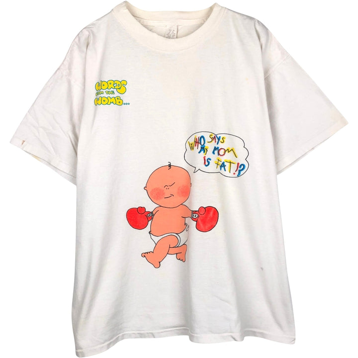 90'S WORDS FROM THE WOMB Print T-Shirt, Made in USA, Men's Size L (Equivalent), Vintage cotton white type Vintage Second Hand