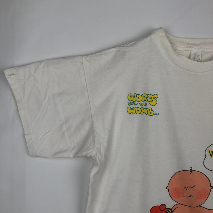 90'S WORDS FROM THE WOMB Print T-Shirt, Made in USA, Men's Size L (Equivalent), Vintage cotton white type Vintage Second Hand