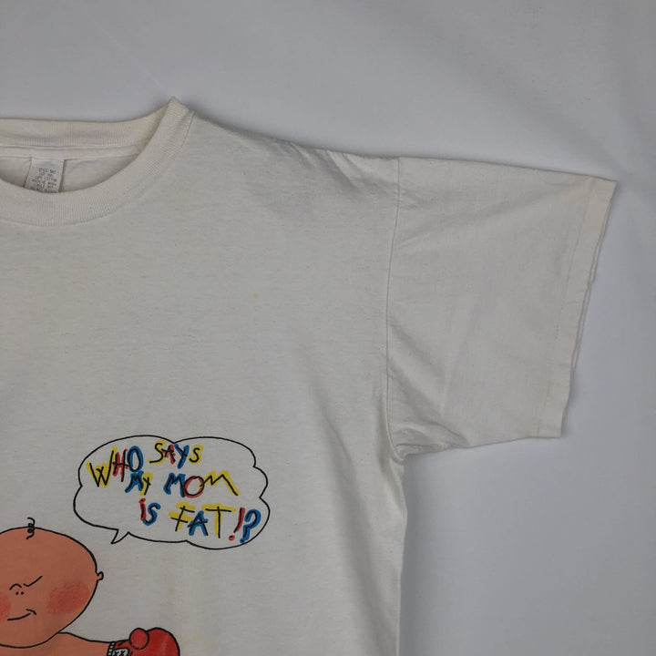 90'S WORDS FROM THE WOMB Print T-Shirt, Made in USA, Men's Size L (Equivalent), Vintage cotton white type Vintage Second Hand