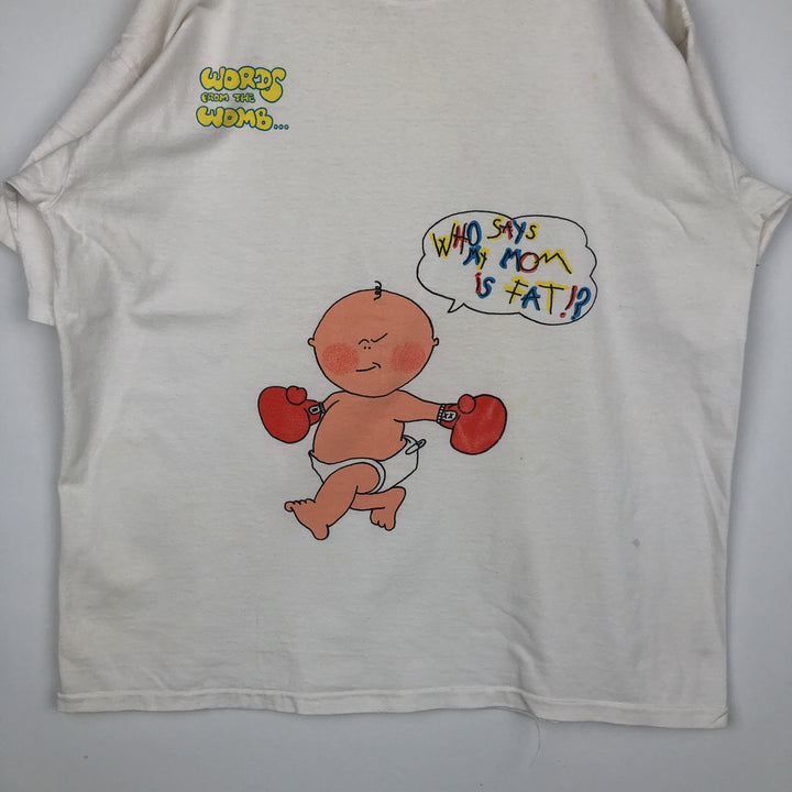 90'S WORDS FROM THE WOMB Print T-Shirt, Made in USA, Men's Size L (Equivalent), Vintage cotton white type Vintage Second Hand