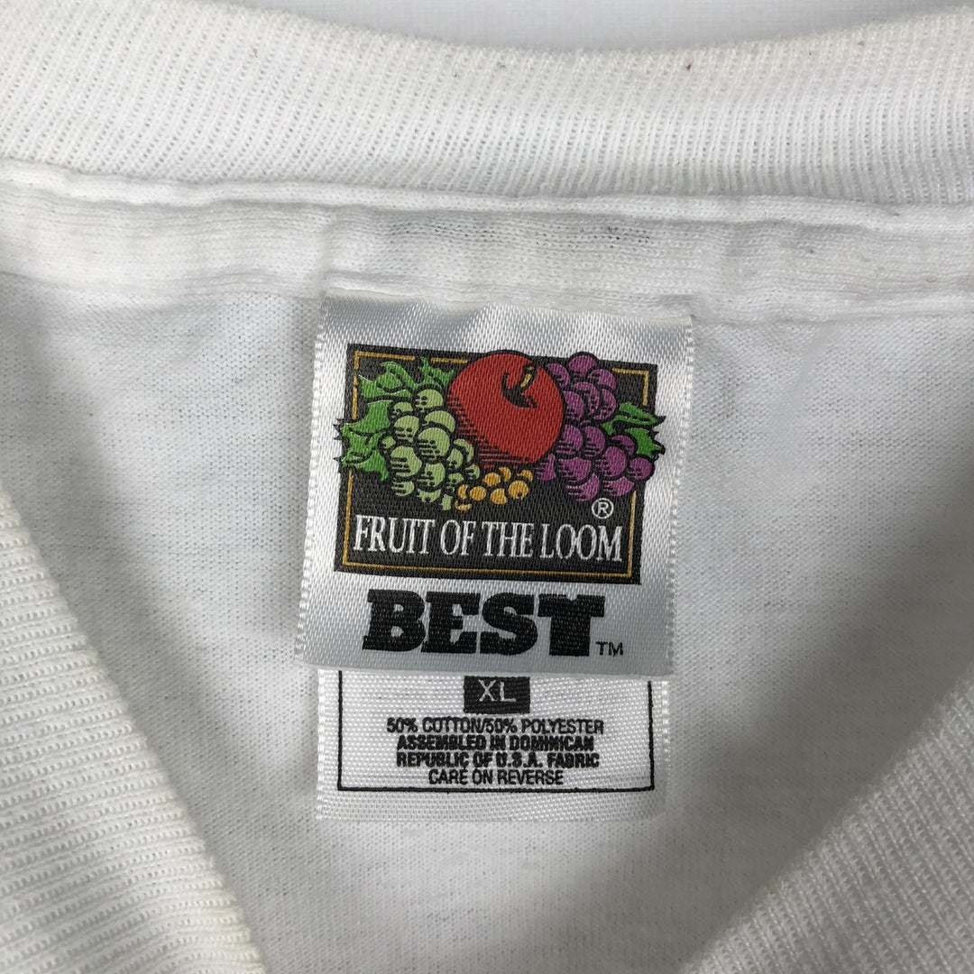 2000'S Fruit of the Loom Flag Pattern Print T-Shirt, Men's Size XL (approx.) cotton white type Vintage Second Hand