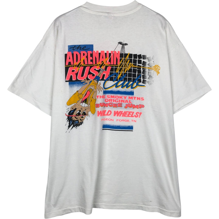 90'S Hanes ADRENALIN RUSH CLUB Print T-Shirt, Made in USA, Men's XL (approx.), Vintage cotton white type Vintage Second Hand