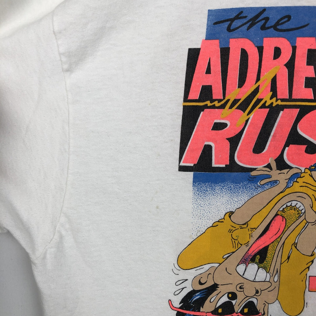 90'S Hanes ADRENALIN RUSH CLUB Print T-Shirt, Made in USA, Men's XL (approx.), Vintage cotton white type Vintage Second Hand